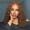Glueless Wigs Human Hair Pre Plucked Pre Cut, Short Curly Deep Wave Lace Front Wigs Human Hair, 180% Density Wear and Go Glueless Bob Wig Human Hair for Women 14 Inch Light Brown view 1