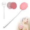 3PCS Extender Handle Set,17in Lengthen Detachable Long Handle Back Brush*1,Silicone Body Scrubber for Gentle Exfoliating and Massage Can Produce Rich Foam*2,Long Handle Back Scrubber for Men (White) view 1