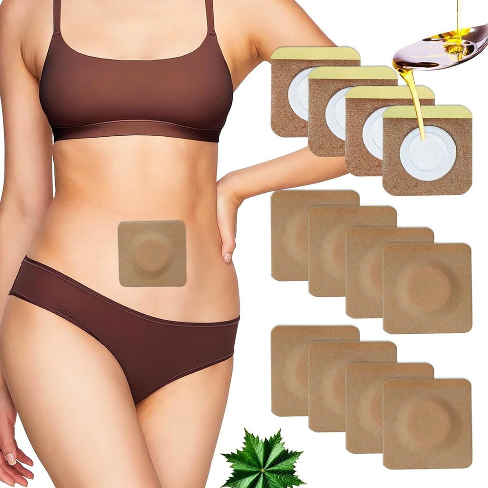 50PCS Castor Oil Patches, Castor Oil Pack Wraps Disposable Organic Cotton Self-Adhesive Pads for Belly Button, Anti Leakage Design, Breathable & Portable, No Wash (Beige, 8 * 8cm)