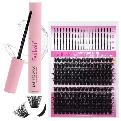 FADLASH Cluster Lash Glue Remover 5 ML Lash Remover and Lash Clusters 80D+100D Eyelash Clusters 10-18mm Spikes 14-20mm