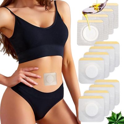 50PCS Castor Oil Patches, Castor Oil Pack Wraps Disposable Organic Cotton Self-Adhesive Pads for Belly Button, Anti Leakage Design, Breathable & Portable, No Wash (White, 8 * 8cm)