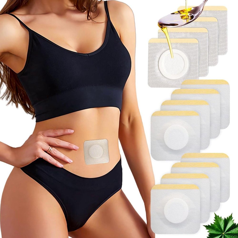 50PCS Castor Oil Patches, Castor Oil Pack Wraps Disposable Organic Cotton Self-Adhesive Pads for Belly Button, Anti Leakage Design, Breathable & Portable, No Wash (White, 8 * 8cm)