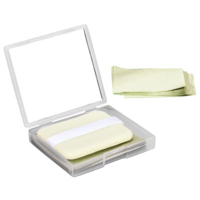 ETHZZLE Green Tea Facial Oil Blotting Paper with Mirror and Puff Portable Oil Absorbing Sheets for Oily Skin Controls Shine and Minimizes Pores Lightweight Face Cleaning Paper for Men and