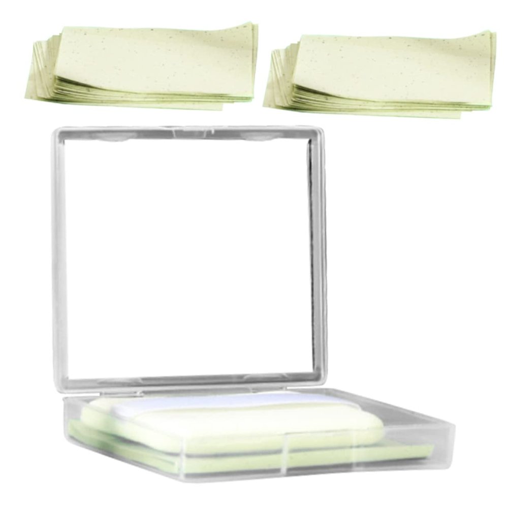 Baluue Absorbing Sheets with Mirror Case and Puff Facial Blotting Paper for Oily Skin Controls Shine and Minimizes Pores Convenient Refill Pack for Daily Use