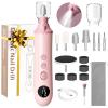 Professional Manicure Pedicure Electric Toenail Grinder Kit - Cordless Electric Nail File Set for Thick Nails Hand Feet Care ,15 Speed,Nail Drill with LED Display Ideal Gift for Men and Women-Pink view 1