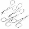 4 Pack Facial Hair Grooming Scissors, Small Nose Scissor, Professional Trimming Mini Stainless Steel, Curved Rounded Pointed Scissor for Eyebrows, Nose, Mustache, Beard, Eyelashes-Silver view 1