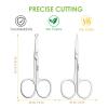 4 Pack Facial Hair Grooming Scissors, Small Nose Scissor, Professional Trimming Mini Stainless Steel, Curved Rounded Pointed Scissor for Eyebrows, Nose, Mustache, Beard, Eyelashes-Silver view 2