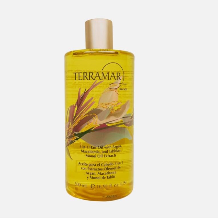 3-in-1 Hair Oil with Argan, Macadamia, and Monoi Extracts, Smoothing and Hydrating Serum (Jumbo - 16,91 Fl Oz)