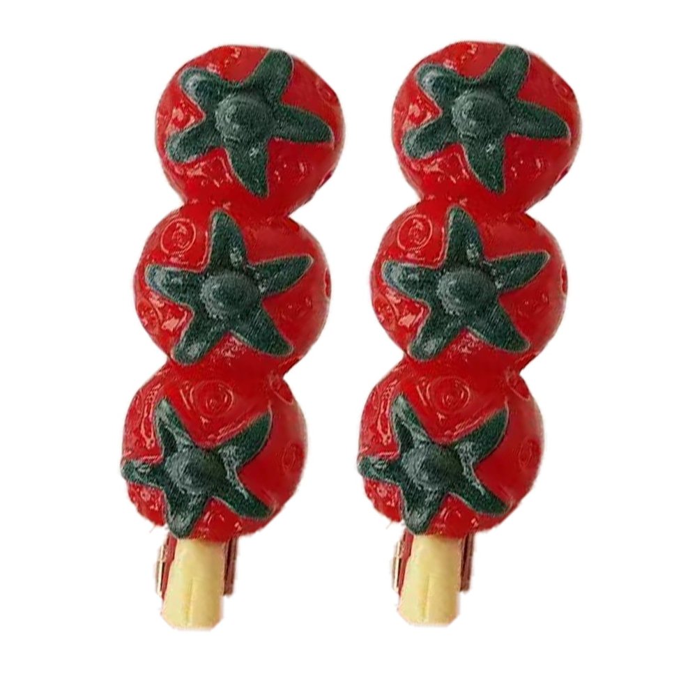 4PCS Tomato Hair Clips,Tomato Hair Duckbill Clips,Food Shape Hairpins,Vegetable Hair Clips,Food Hair Clip for Girls,Small Hair Barrettes for Women (Tomato)