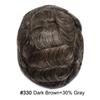 FACE MIRACLE French Lace Human Hair Toupee for Men PU Poly Skin Around Edge Mens Hairpieces Toupee Human Hair Replacement Systems Natural Hairline 6X9 80% #330#3 Dark Brown+30% Grey view 2