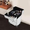 Fletxify Rolling Makeup Train Case With Locks And Drawers, Professional Aluminum Cosmetic Trolley Cases W/4 Universal Wheels For Makeup Artist Tattooist Nail Tech Hairstylists view 4