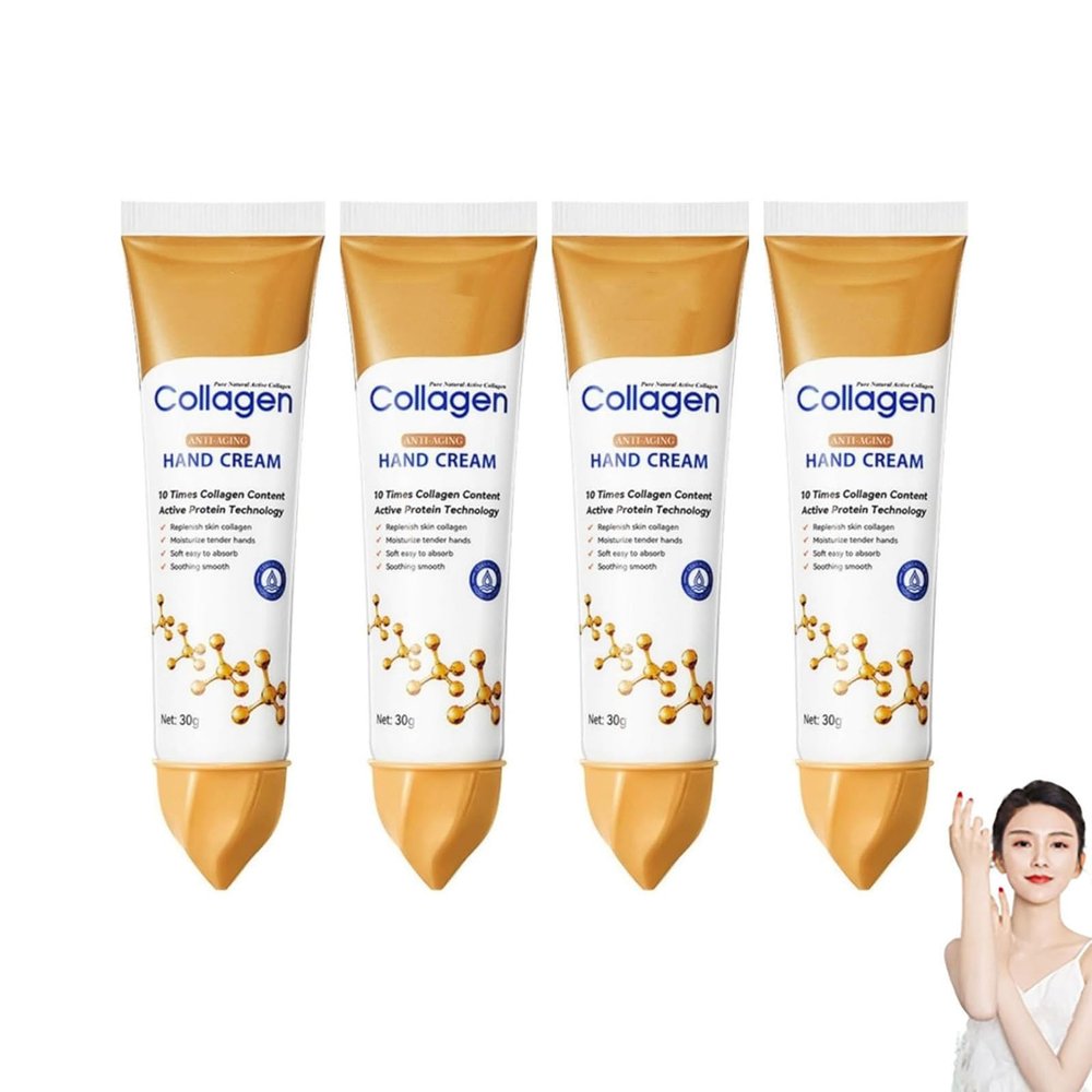Zhuaguo Collagen Hand Cream, 10 Times Collagen Anti-Aging Hand Cream, Replenishes Skin Moisturizes Hands for All Skin Types (4pcs)