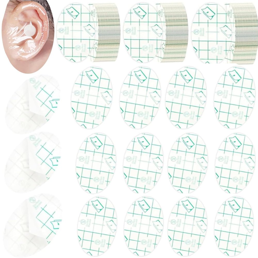 100 PCS Clear Waterproof Ear Covers for Shower  Disposable Swimming Ear Stickers - Ear Shower Caps Protectors for Shower,Swimming, Surfing, Snorkeling & Water Sports 2.7 x 1.7in