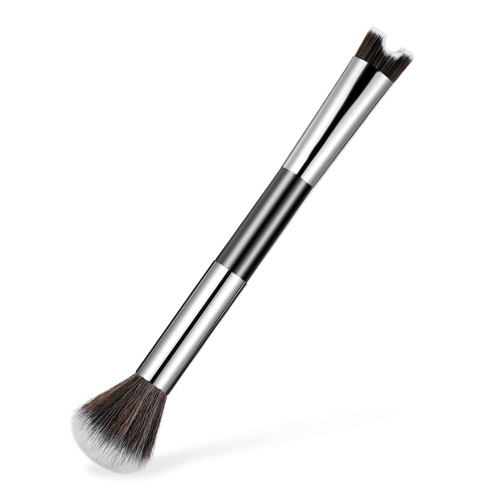 2 in 1 Nose Contour Brush, U-Shaped Nose Sculpting & Blush Brush Dual-Ended Fluffy Contouring Brushes Precision Defining Angled Cheek Bones, Highlight, Powder, Contour, Makeup Beginners (Black)
