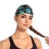 Headbands Head Bands Sweat Band Hair Wrap Headwrap Fashion Workout Yoga Elastic Headbands Running Sports Headband Sweatbands for Women and Men (light blue flowers cool dragons floral) view 3