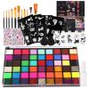 Face Painting Kit for Kids with Book,Stencils,Brushes,Non Toxic Water Activated Face Paint Palette For Halloween,Carnival,Party Costume Makeup Any Creative Activity with Kids(54 Colors) view 1