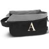 A-Z BAG Lightweight Toiletry Bag, Water-Resistant Personalised Makeup Bags with Embroidery Initial, Birthday Gifts for Women (A, Black) view 1