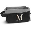 A-Z BAG Lightweight Toiletry Bag, Water-Resistant Personalised Makeup Bags with Embroidery Initial, Birthday Gifts for Women Men (M, Black) view 1