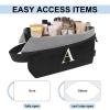 A-Z BAG Lightweight Toiletry Bag, Water-Resistant Personalised Makeup Bags with Embroidery Initial, Birthday Gifts for Women Men (M, Black) view 3