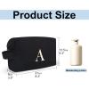 A-Z BAG Lightweight Toiletry Bag, Water-Resistant Personalised Makeup Bags with Embroidery Initial, Birthday Gifts for Women Men (M, Black) view 4