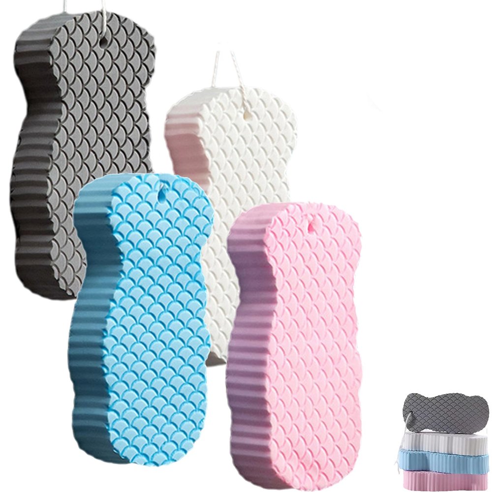 4 Pcs Magic Exfoliating Bath Body Scrubber Super Soft Exfoliating Bath Sponge Reusable Remover Dead Skin for Body and Face