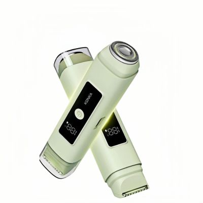 Electric Hair Trimmer for Women,2-in-1 Bikini & Body Shaver with LED Screen,Cordless Body Shaver for Trip,Replaceable Lady Facial Razor USB Rechargeable,IPX6 Waterproof&Easy Cleaning, (Green)