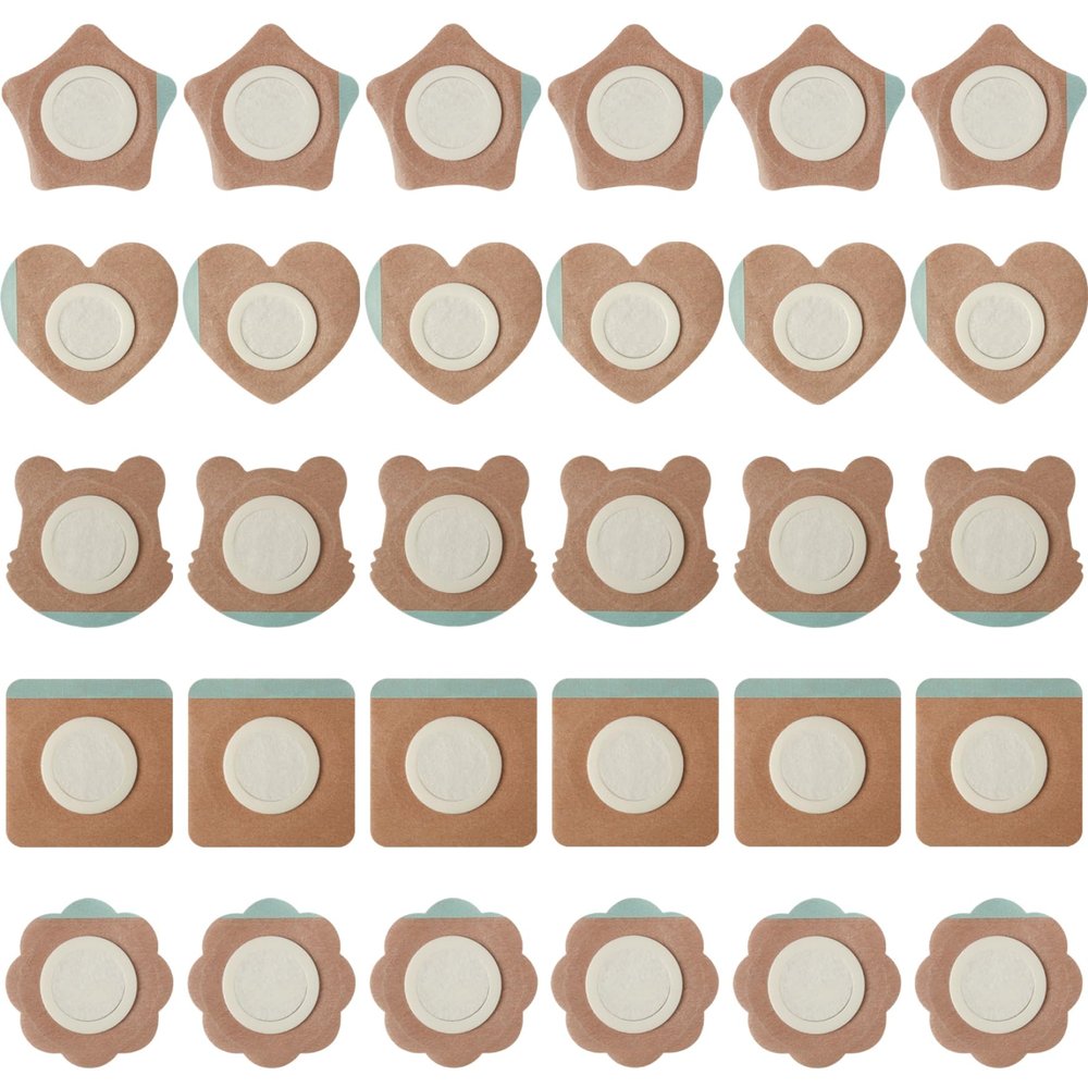 Joygoodta Castor Oil Belly Button Patch 30Pcs Moisture Absorbent Self Adhesive Castor Oil Patches No Wash & Breathable, Mix Shape, Skin Color