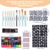Face Painting Kit for Kids with Book,Stencils,Brushes,Non Toxic Water Activated Face Paint Palette For Halloween,Carnival,Party Costume Makeup Any Creative Activity with Kids (42 Colors) view 2