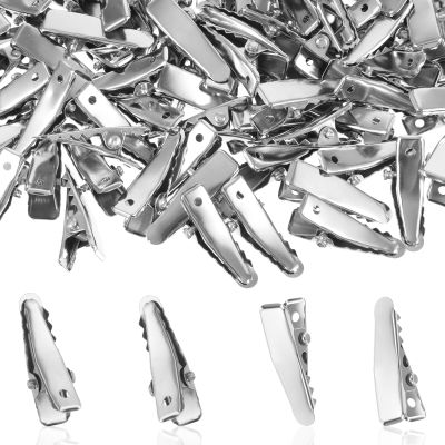 100PCS Sliver Metal Small Alligator Clips Shimmeroo Alligator Clips for Crafts 0.94x0.24inch Crocodile Clip for Hair Accessories Women Arts Crafts Accessory DIY Supplies