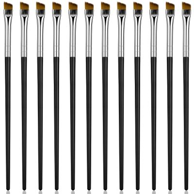 12 Pcs Eyeliner Eyebrow Fine Angled Brush Fine Eyebrow Tint Brush Tip Thin Slanted Flat Makeup Brushes Eyeshadow Tint Lamination Brushes Slanted Flat Eye Shadow for Cosmetic