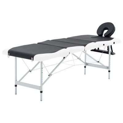 4-Zone Foldable Massage Table Aluminum Black and White, Health & Beauty, Personal Care, Massage Tables, 110244