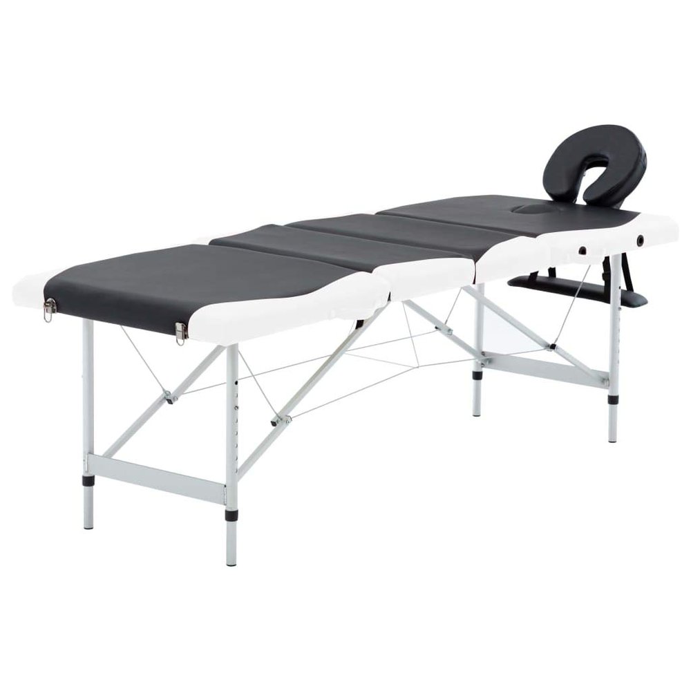 4-Zone Foldable Massage Table Aluminum Black and White, Health & Beauty, Personal Care, Massage Tables, 110244