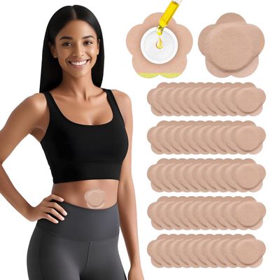50 Pack Castor Oil Patches for Belly Button- Disposable Absortment Organic Cotton Self Adhesive Patches with Leak Proof Design,No Wash Castor Oil Pack Wrap (50 Pack)