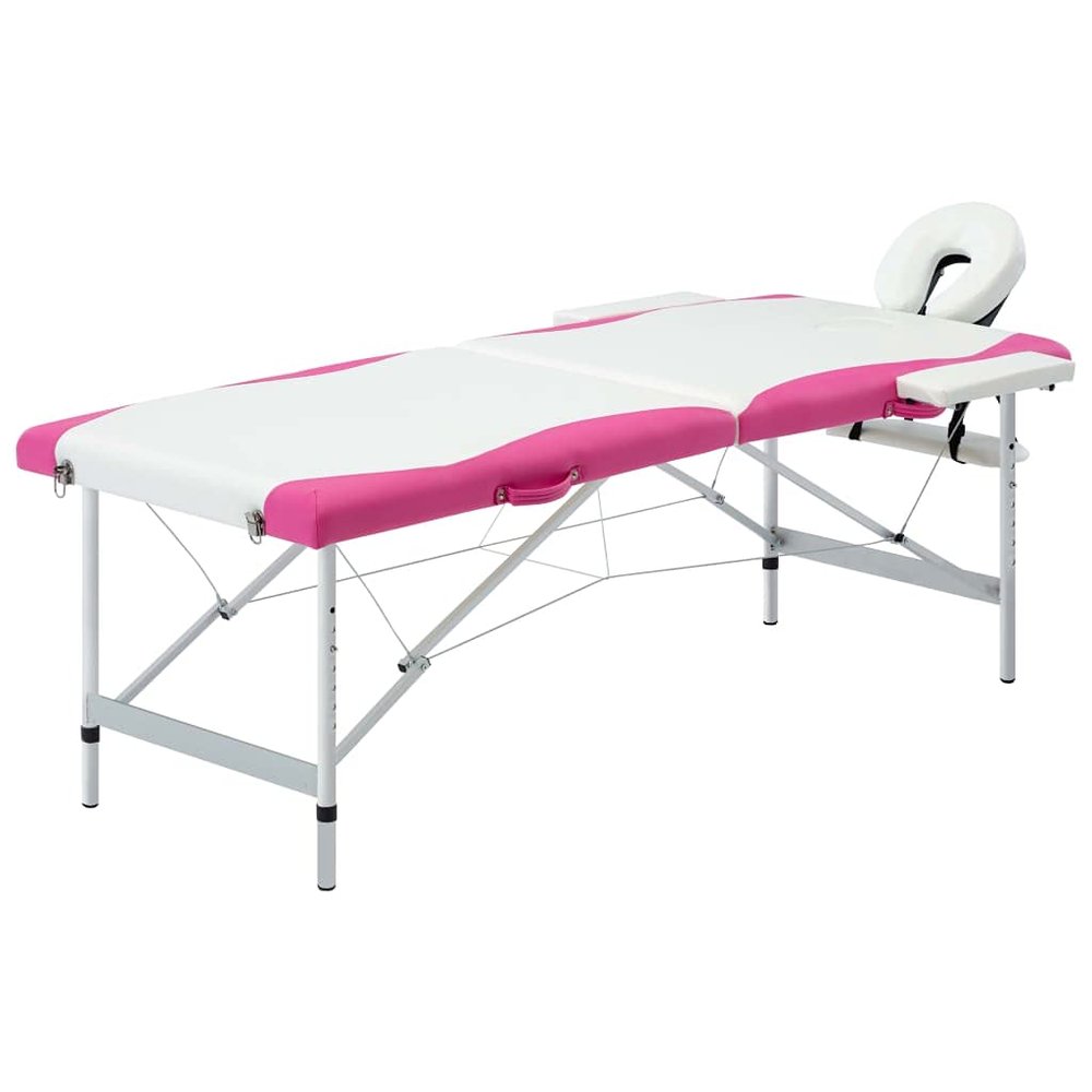 2-Zone Foldable Massage Table Aluminum White and Pink, Health & Beauty, Personal Care, Massage Tables, 110234