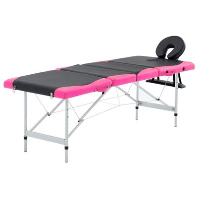 4-Zone Foldable Massage Table Aluminum Black and Pink, Health & Beauty, Personal Care, Massage Tables, 110248