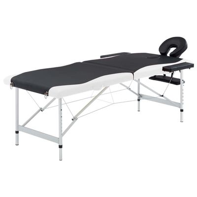 2-Zone Foldable Massage Table Aluminum Black and White, Health & Beauty, Personal Care, Massage Tables, 110228