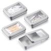 4 Pcs Cotton Swab Holder for Travel, Portable Floss Picks Case with Transparent Window, Small Metal Storage Box with Dustproof Lid, Flosses Pick Holder Boxes for Travel, Cotton Swabs Hair Ties Floss view 1