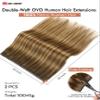 WIGNEE Double Weft Invisible PU OVO Human Hair Extensions 22 Inch Micro Beads Hair Extensions Real Human Hair Highlight Honey Blonde Genius Weft Hair Extensions Human Hair(T4/27) view 2