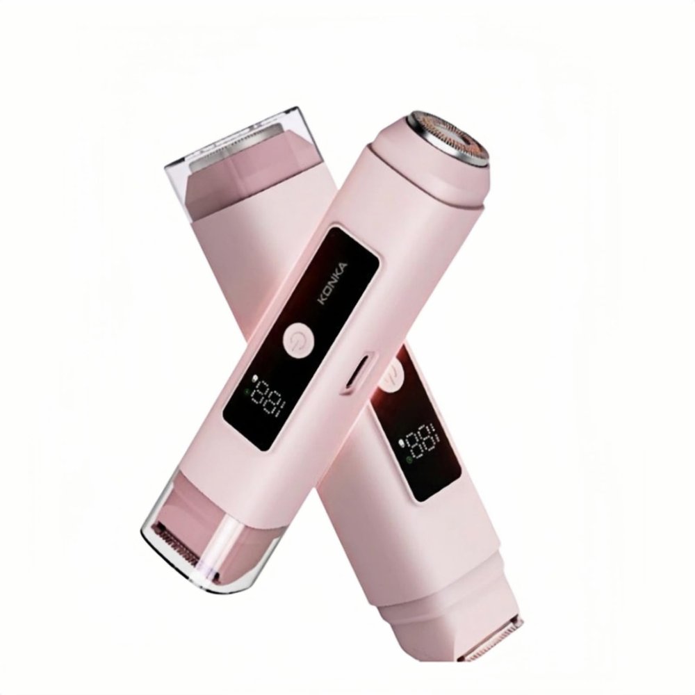 Electric Hair Trimmer for Women,2-in-1 Bikini & Body Shaver with LED Screen,Cordless Body Shaver for Trip,Replaceable Lady Facial Razor USB Rechargeable,IPX6 Waterproof&Easy Cleaning, (Pink)