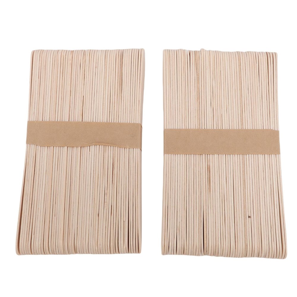 YUYTE 100pcs Wood Wax Sticks Disposable Wax Applicator Sticks for Hair Removal with Smooth Edges Safe Wood Material for Brows Small Areas