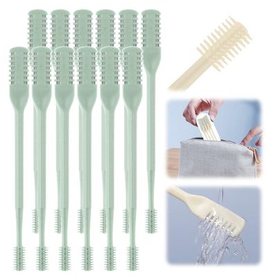 2-in-1 Nasal Hair Cutter, Double Sided Nose Hair Knife, Portable Nostril Hair Remover Tool, 360 Rotating Nose Hair Trimmer with Ear Picker for Women Men (Green, 12 PCS)