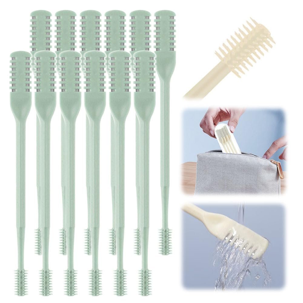 2-in-1 Nasal Hair Cutter, Double Sided Nose Hair Knife, Portable Nostril Hair Remover Tool, 360 Rotating Nose Hair Trimmer with Ear Picker for Women Men (Green, 12 PCS)