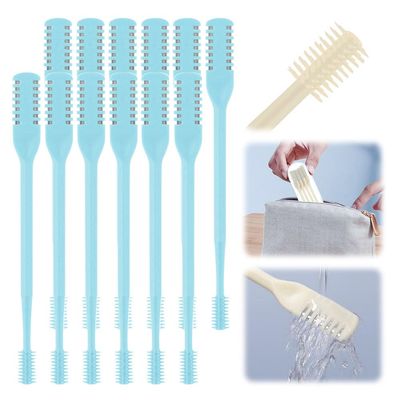 2-in-1 Nasal Hair Cutter, Double Sided Nose Hair Knife, Portable Nostril Hair Remover Tool, 360 Rotating Nose Hair Trimmer with Ear Picker for Women Men (Blue, 12 PCS)