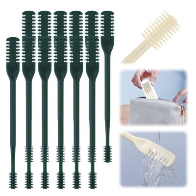 2-in-1 Nasal Hair Cutter, Double Sided Nose Hair Knife, Portable Nostril Hair Remover Tool, 360 Rotating Nose Hair Trimmer with Ear Picker for Women Men (Dark Green, 12 PCS)