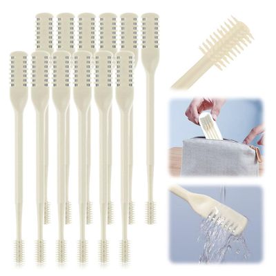 2-in-1 Nasal Hair Cutter, Double Sided Nose Hair Knife, Portable Nostril Hair Remover Tool, 360 Rotating Nose Hair Trimmer with Ear Picker for Women Men (Beige, 12 PCS)