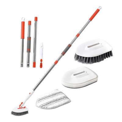 ABOOFAN Tub Tile Scrubber Brush with Extendable Handle Multipurpose Bathroom Floor Scrub Brush for Tiles Shower Balcony Patios and Crevices Cleaning