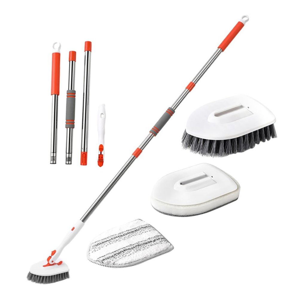 ABOOFAN Tub Tile Scrubber Brush with Extendable Handle Multipurpose Bathroom Floor Scrub Brush for Tiles Shower Balcony Patios and Crevices Cleaning