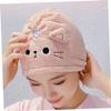 Beaupretty Cute Cat Coral Fleece Hair Drying Towels Thick Absorbent Hair Wraps for Women Fast Drying Spa Towels with Buckle for Bath and Shower Use view 4