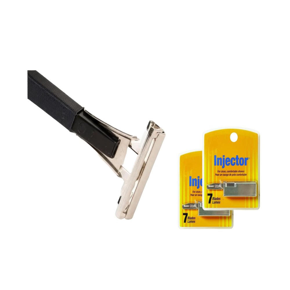 Shave Classic Injector Razor - Single Edge Safety Razor with Premium Refill Blades, Classic Design, Compatible with Standard Injector Blades (1 Handle - 14 Refill Blades)