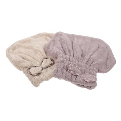 Baluue 2pcs Coral Fleece Hair Drying Hats for Women Soft Absorbent Bathing Caps Quick Dry Hair Towels Reducing Frizz and Heat Damage